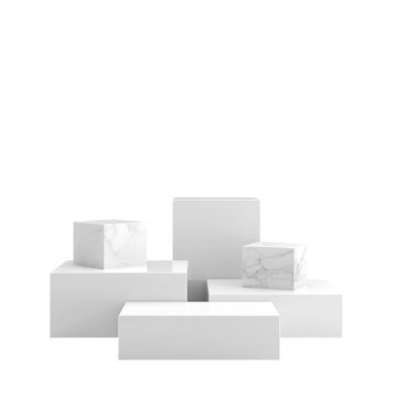 Fototapeta White marble and plain cubes product display stand design