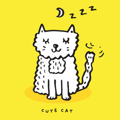 Cute cat doodle vector design,Cat hand drawn doodle cartoon,cat vector illustration, cute animal