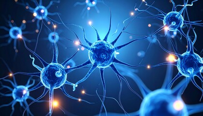 Ultra-Realistic 3D Visualization of Human Brain Neurons with Detailed Dendrites, Axons, Glowing Synapses, Electric Signals, and Schematic Neural Pathway Overlays