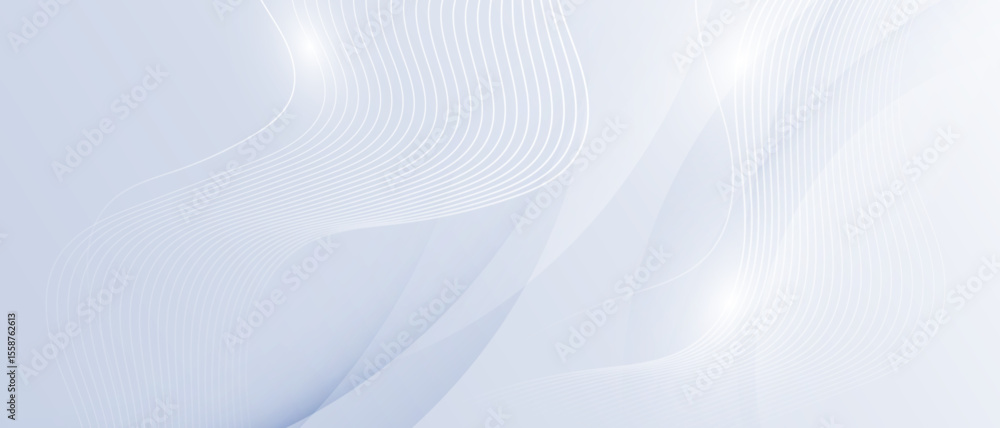 Poster Minimal abstract background with soft white curved lines and light effects. 