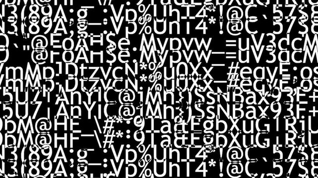 Artistic keyboard characters black and white random pattern random motion overlay effect 2d loped animated video
