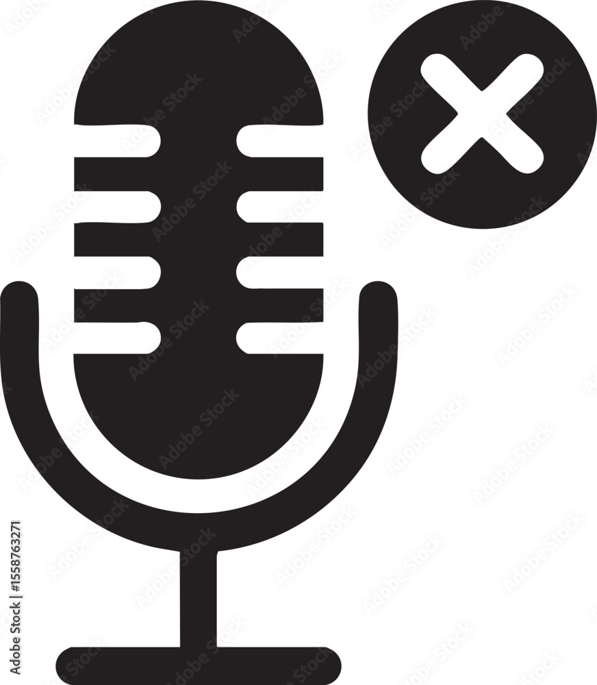 Poster mute microphone icon vector illustration presenting audio silence and communication control with a t