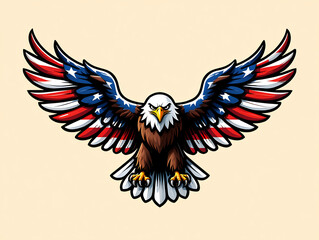 Obraz premium Bald Eagle with American Flag Colors – Patriotic USA Symbol Illustration