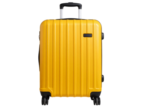 Large Yellow Suitcase with Wheels – Front View Travel Icon PNG