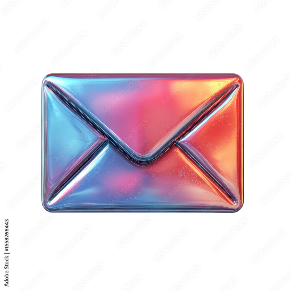 Poster glossy mail icon email symbol communication newsletter design 3d rendering on transparent background