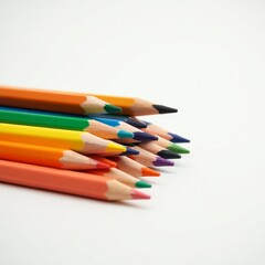 color pencils on white background