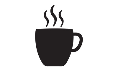simple coffee cup icon, hot coffee or tea cup symbol with steam sign. vector illustration