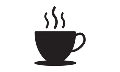 simple coffee cup icon, hot coffee or tea cup symbol with steam sign. vector illustration