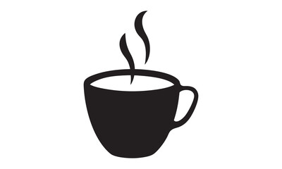 simple coffee cup icon, hot coffee or tea cup symbol with steam sign. vector illustration