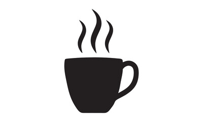 simple coffee cup icon, hot coffee or tea cup symbol with steam sign. vector illustration