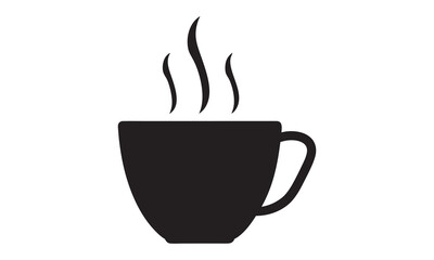 simple coffee cup icon, hot coffee or tea cup symbol with steam sign. vector illustration