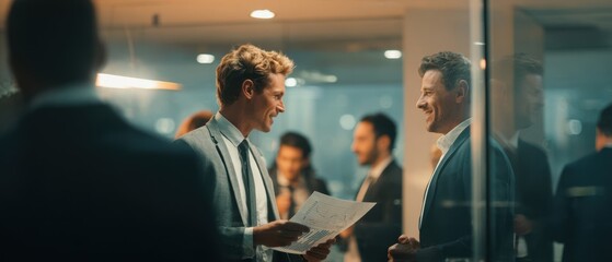 The professionals engaging in a productive business discussion in a modern office environment