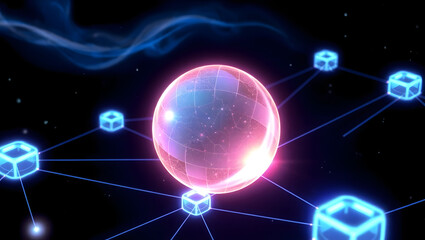 Obraz premium Abstract Technology Network with Glowing Sphere
