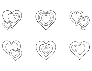 set of hearts in continuous line