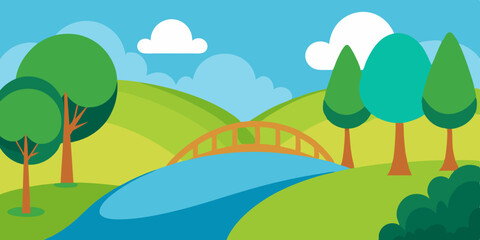 Naklejka premium summer landscape with rainbow