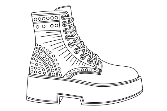 Stylish, platform combat boot with decorative details.
