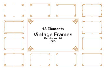 Vintage Decorative Frames Bundle - 13 Elegant Border Elements. Set 10