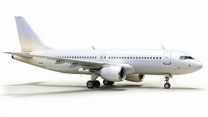 Obraz premium Modern white passenger airplane isolated on a clean white background with shadow
