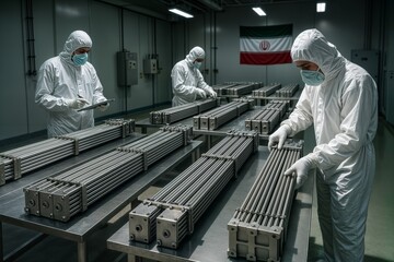 Close-Up of Nuclear Fuel Inspection in Controlled Facility