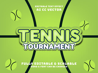Tennis Tournament Editable Text Effect. sport competition