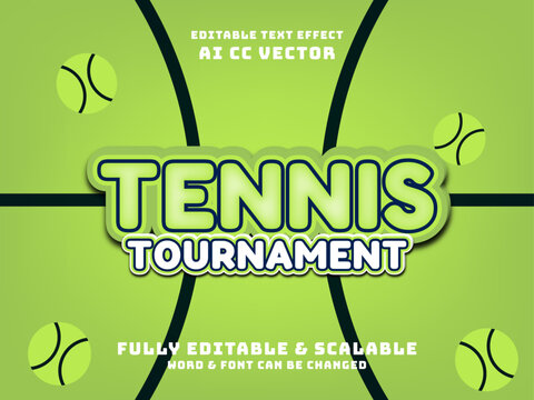 Tennis Tournament Editable Text Effect. sport competition