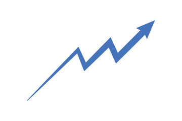 Blue line graph with arrow moving up trend representing business growth and profit vector