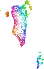 Rainbow sketch outline map of Bahrain 