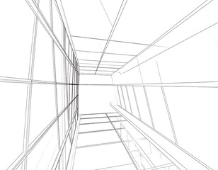 Architectural drawing of a modern building