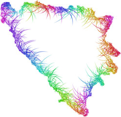 Rainbow sketch outline map of Bosnia and Herzegovina 