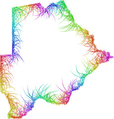 Rainbow sketch outline map of Botswana 