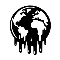 Minimalist Black SVG Silhouette of a Melting Earth Globe for Environmental Awareness Designs