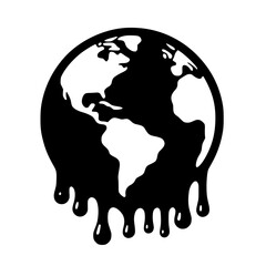 Minimalist Black SVG Silhouette of a Melting Earth Globe for Environmental Awareness Designs