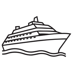 Cruise Ship Illustration A Line Drawing of a Luxury Ocean Liner