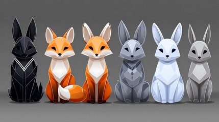 Obraz premium Cute polygon animals