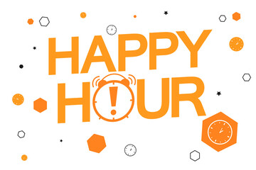 Happy Hour banner, transparent background, png