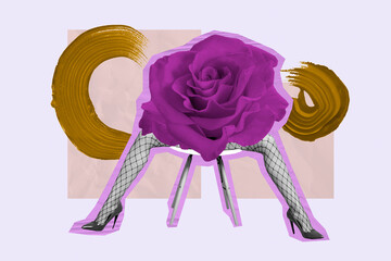 Composite sketch design artwork 3D photo collage of female body nude seductive teasing woman body...