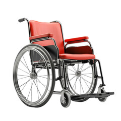 Fototapeta premium Red Wheelchair Mobility Equipment Medical Assistance Healthcare Disability on transparent background