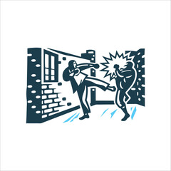 Karate Kick Knockout Graphic Illustration Smash hit action