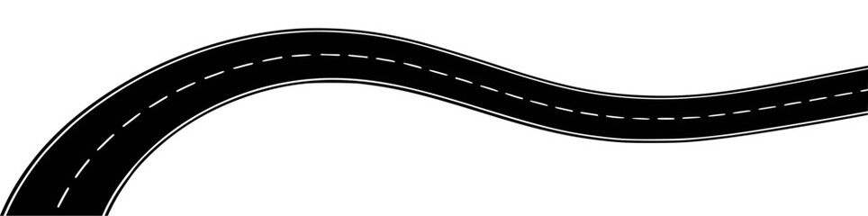 Black asphalt road with white dashed lines vector