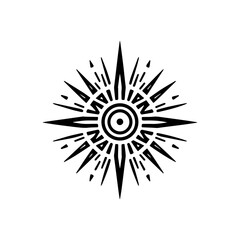 Obraz premium Outline-style tribal sun with sharp rays