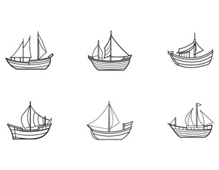 Classic Sailing Ship Illustration Vintage Boat Design, Nautical Vector Art	
