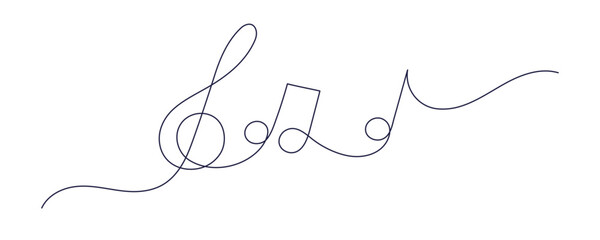 Music note. Vector one continuous art line sign Melody