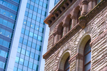 Exterior colonial architecture of the Old City Hall building,  Toronto, Canada