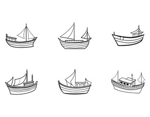Classic Sailing Ship Illustration Vintage Boat Design, Nautical Vector Art	
