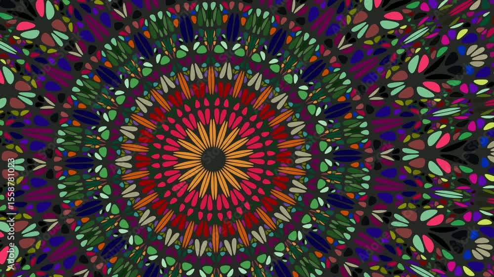 Poster dynamic stone mosaic pattern mandala background - seamless looping animation
