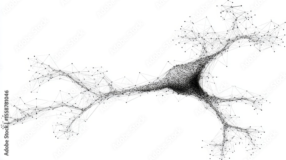 Aufkleber low poly digital illustration of abstract neural network structure and futuristic design