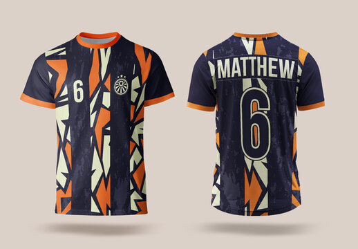 Editable Sports Jersey T-Shirt Design Layout