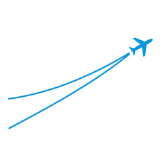 Fototapeta premium Flying plane with trail symbol. 4 set Aeroplane icon with trace path. and vector illustration.