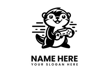 A cartoon otter happily holding a video game controller, smiling.