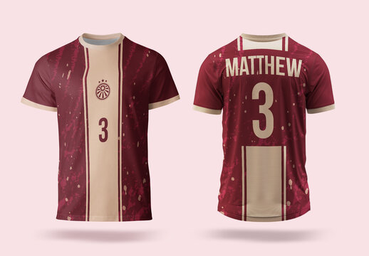 Editable Sport Jersey Design Template Front and Back View